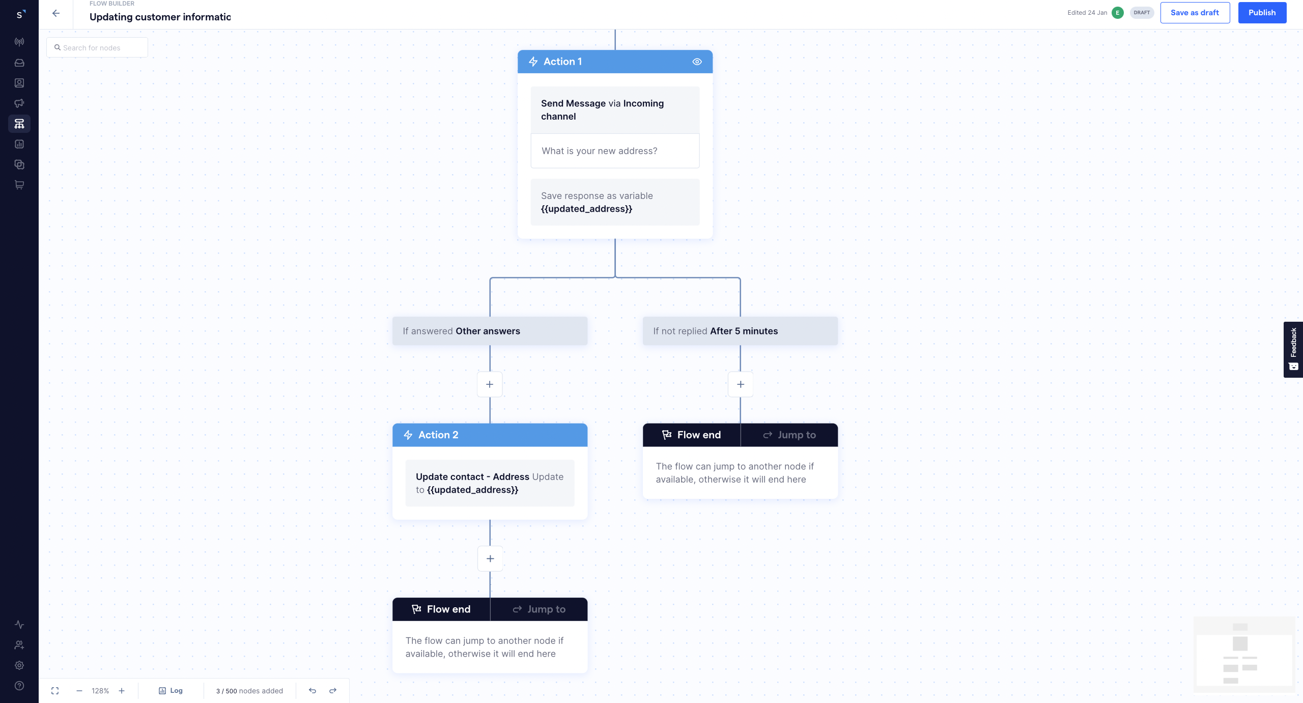 flow builder update information