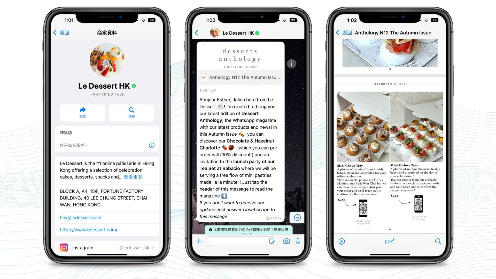 Le Dessert difunde el boletín de noticias WhatsApp Business