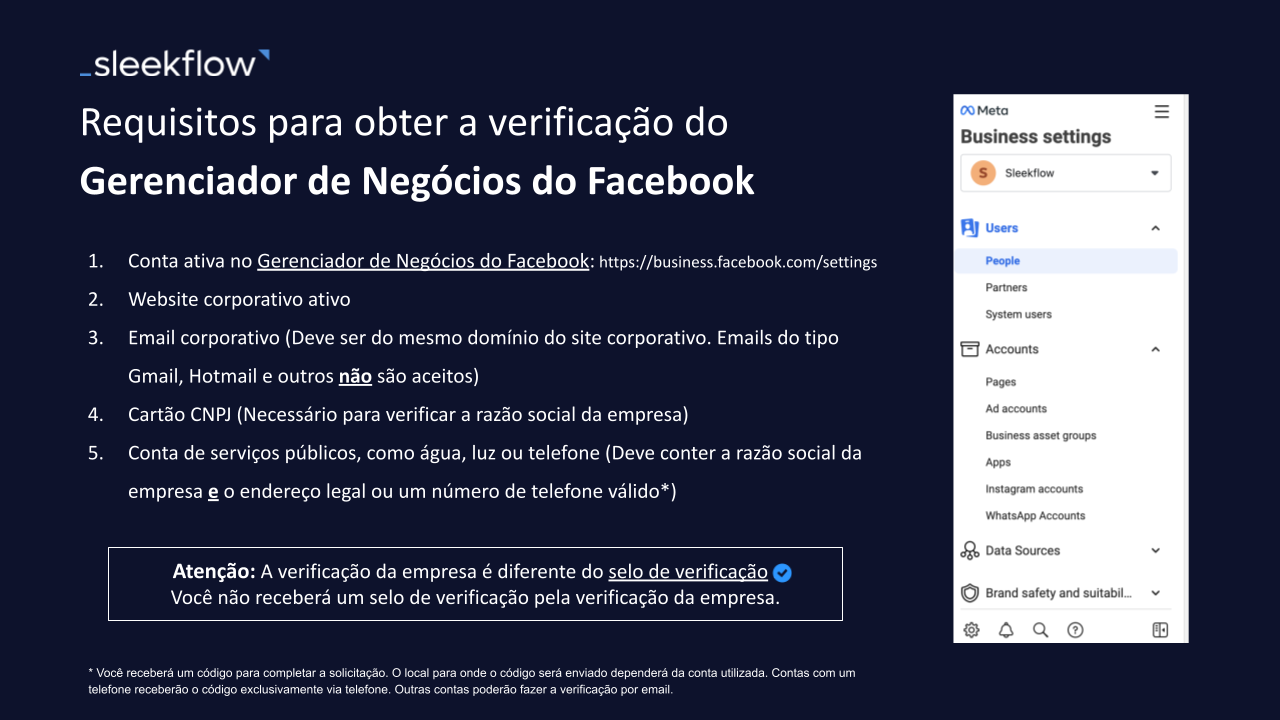 Verificação facebook business manager