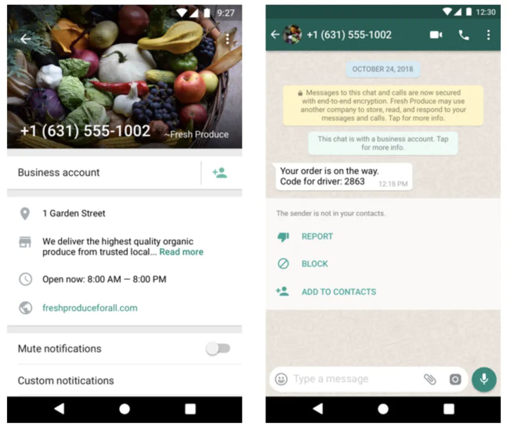 Ansicht ohne die offizielle WhatsApp Business API