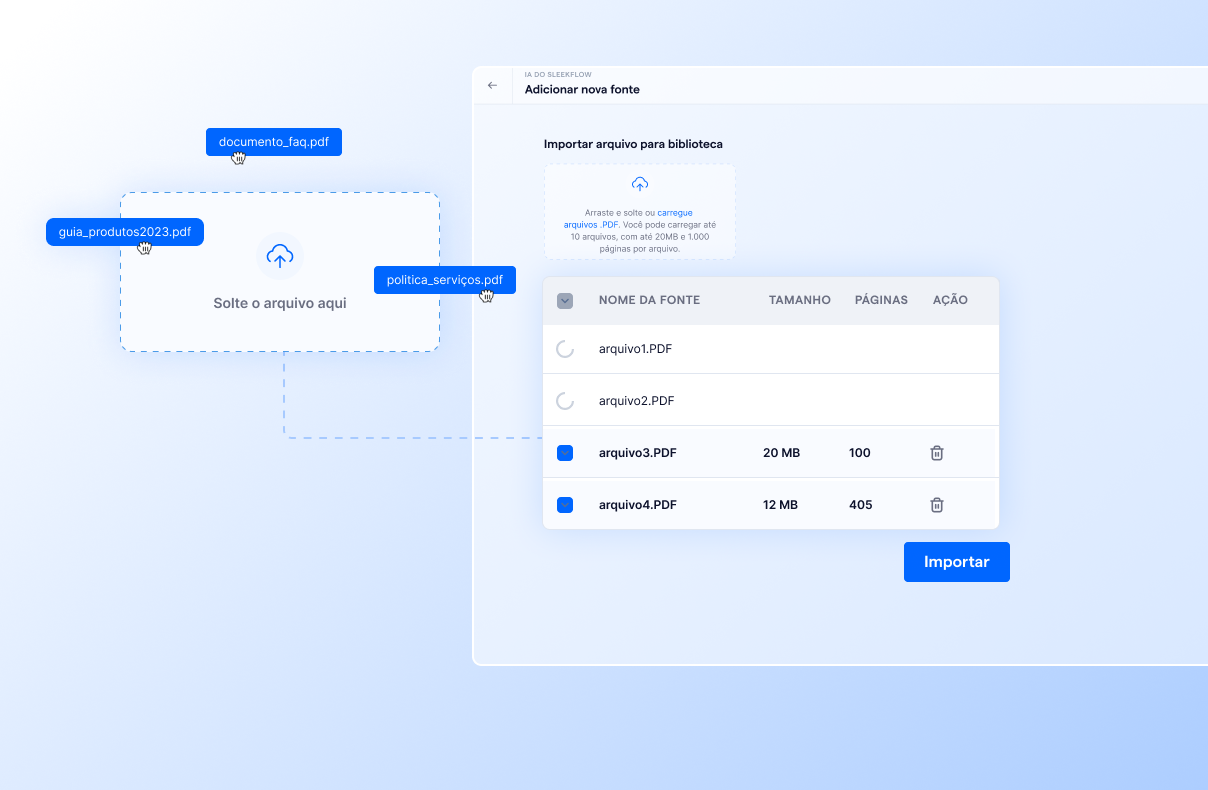 Arquivos PDF como base para IA