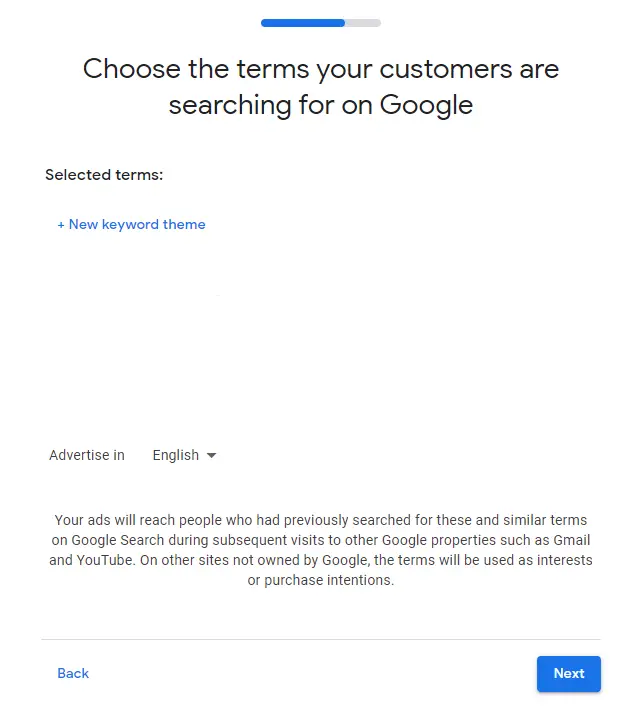 Select Google Ad keywords