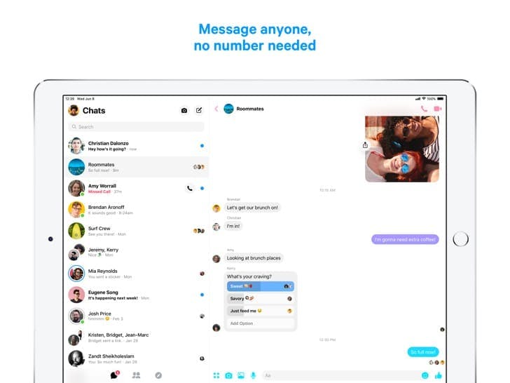 Facebook messenger in an ipad