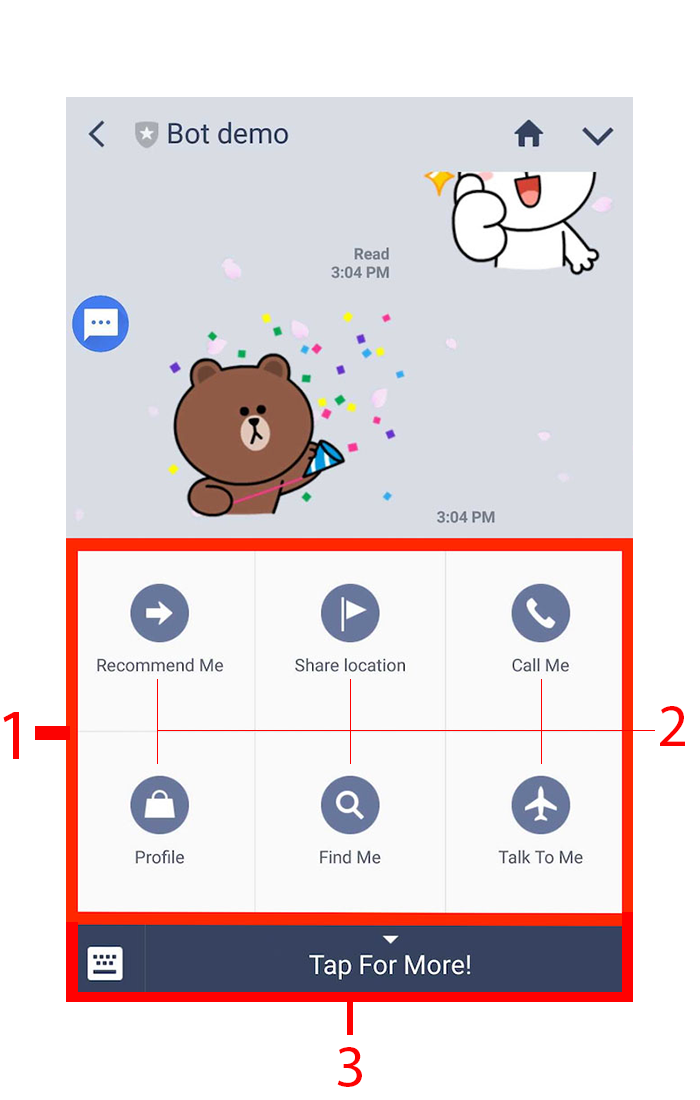 Six option buttons for LINE rich menu