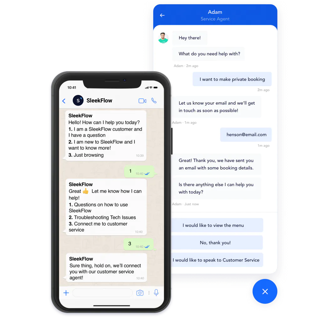 chat on sleekflow and customer support booking conversation