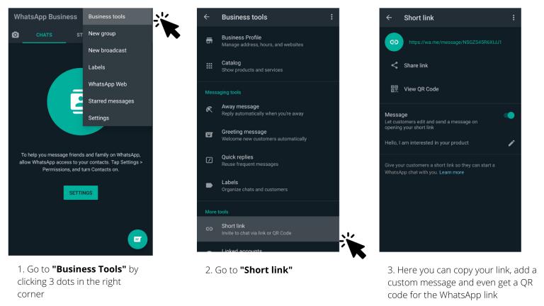 WhatsApp Link Generator on the WhatsApp Business App