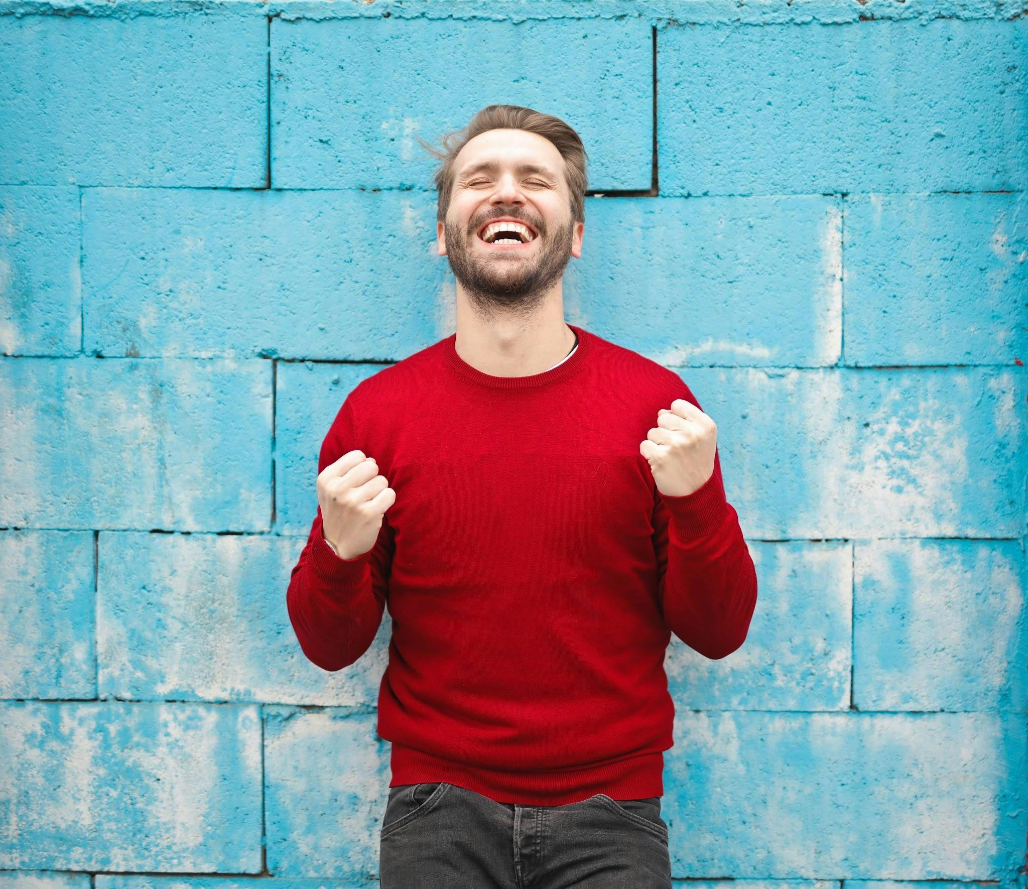 Happy man with successful business strategy