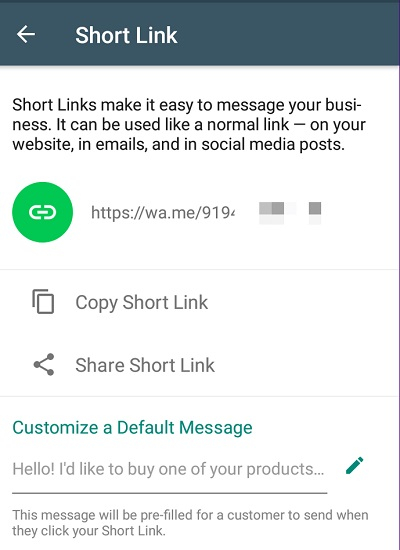 Esempio di link WhatsApp