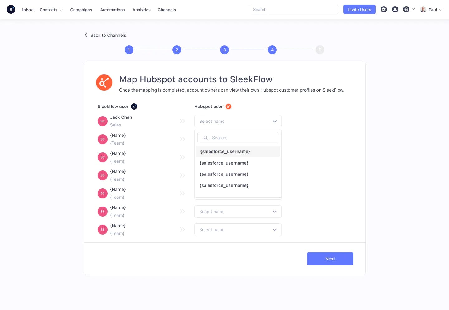 Mappatura degli account HubSpot con SleekFlow