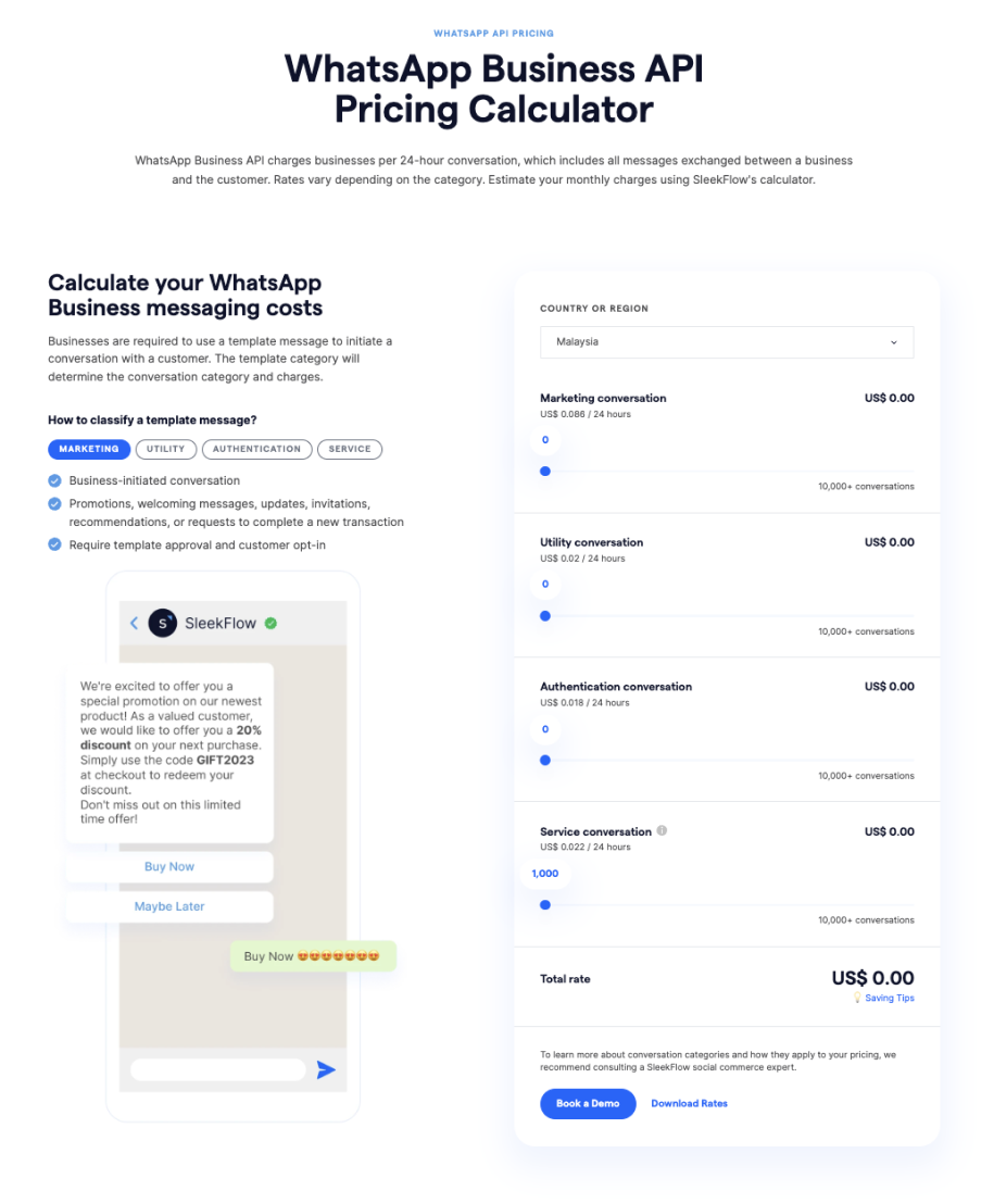 WhatsApp Business API pricing MYR