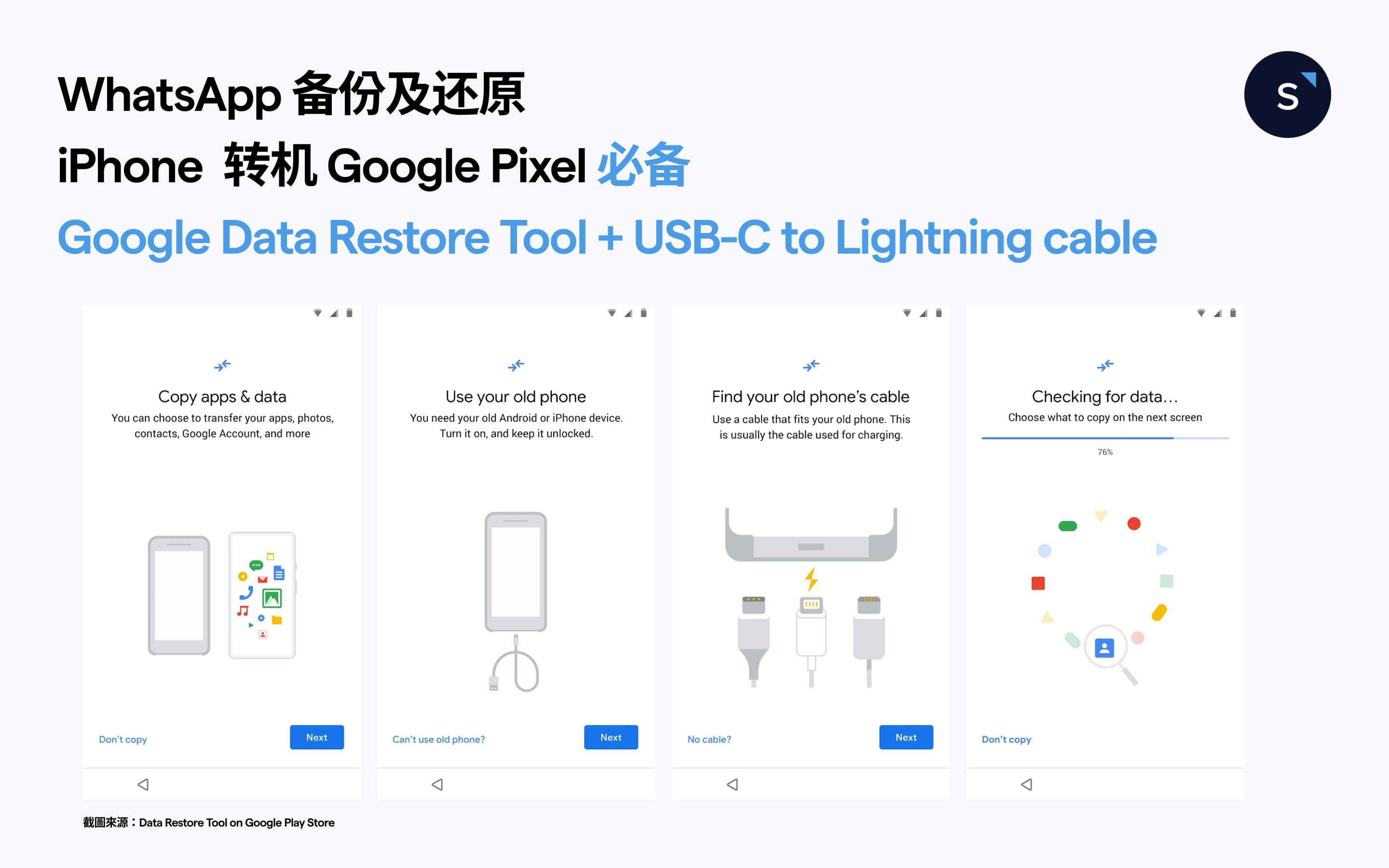 WhatsApp 备份及还原：iPhone 转 google pixel