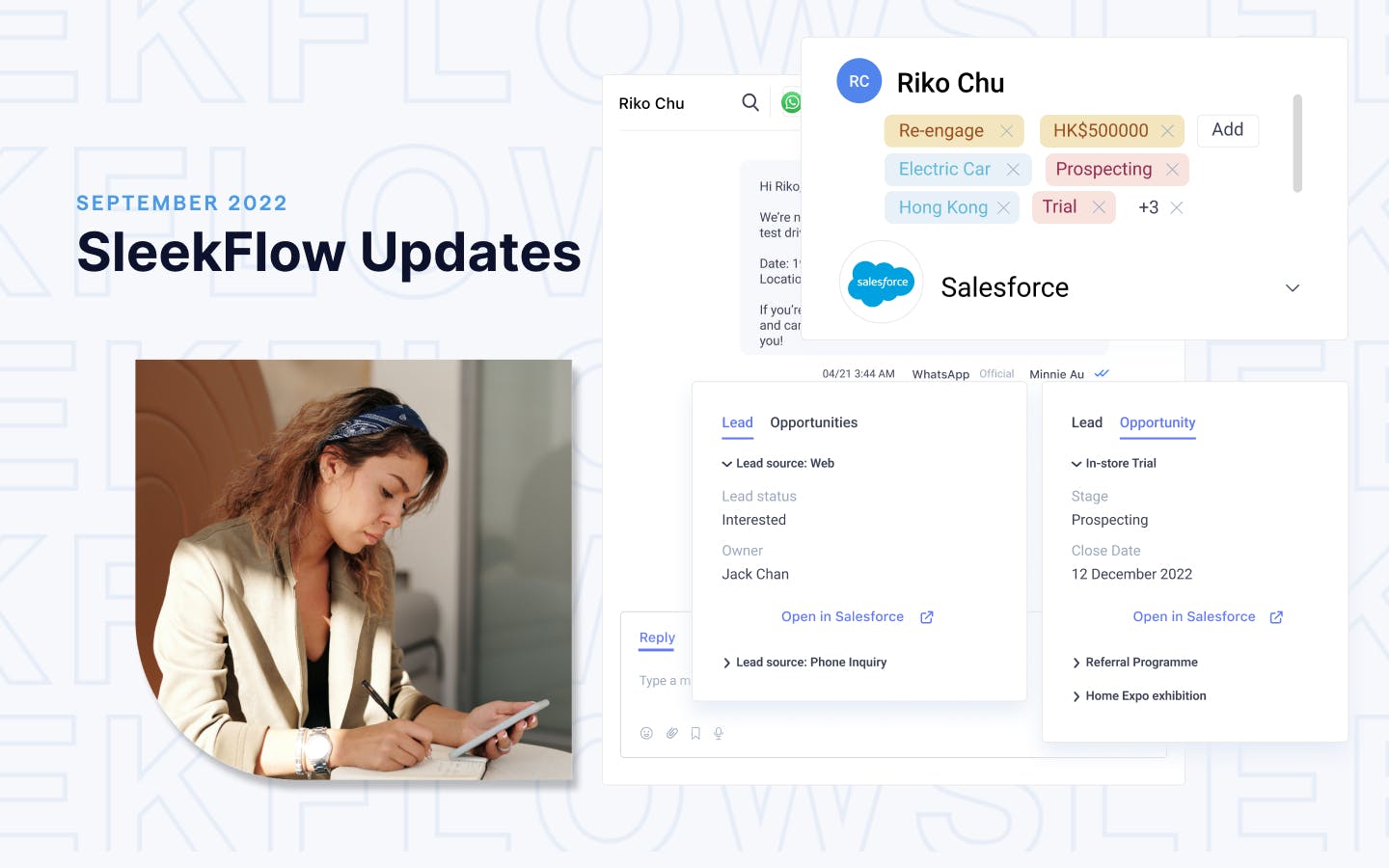 Terbaharu di SleekFlow: sync Salesforce contacts, leads, dan peluang Salesforce untuk meningkatkan prestasi dan produktiviti