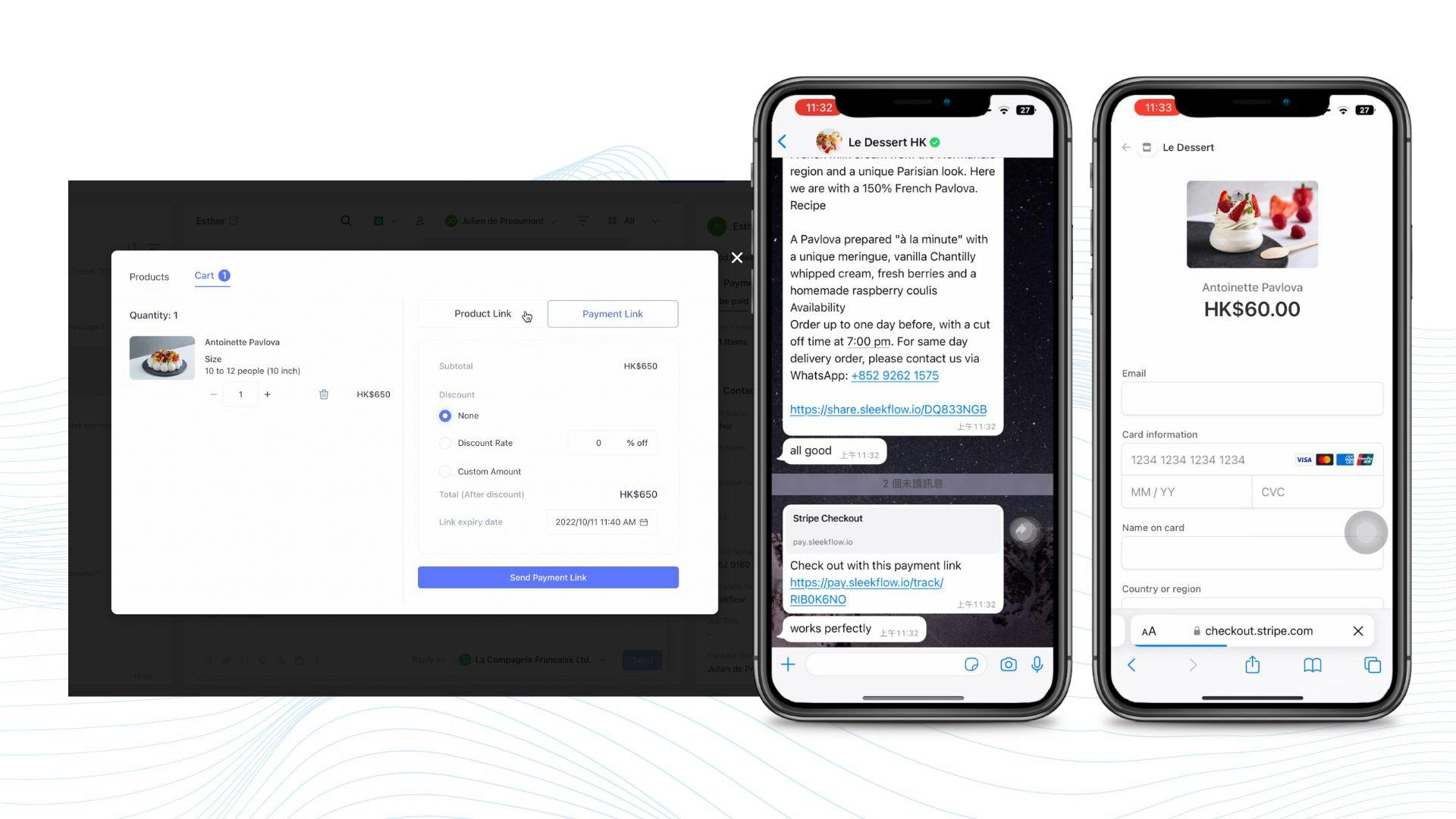 Le Dessert activates payment on WhatsApp with SleekFlow