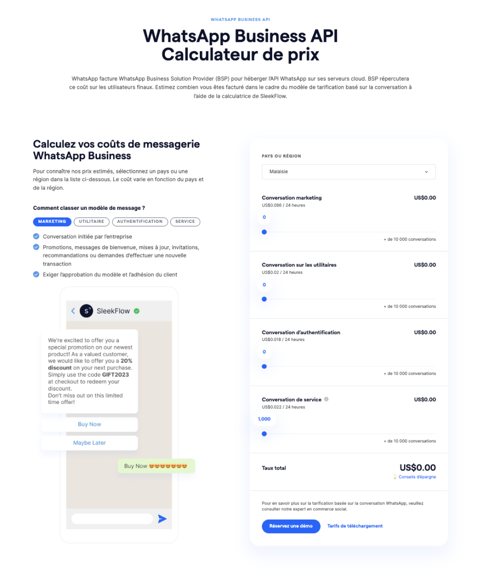 Calculateur de prix WhatsApp