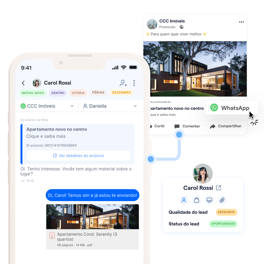 Chatbot WhatsApp e CRM para imobiliária