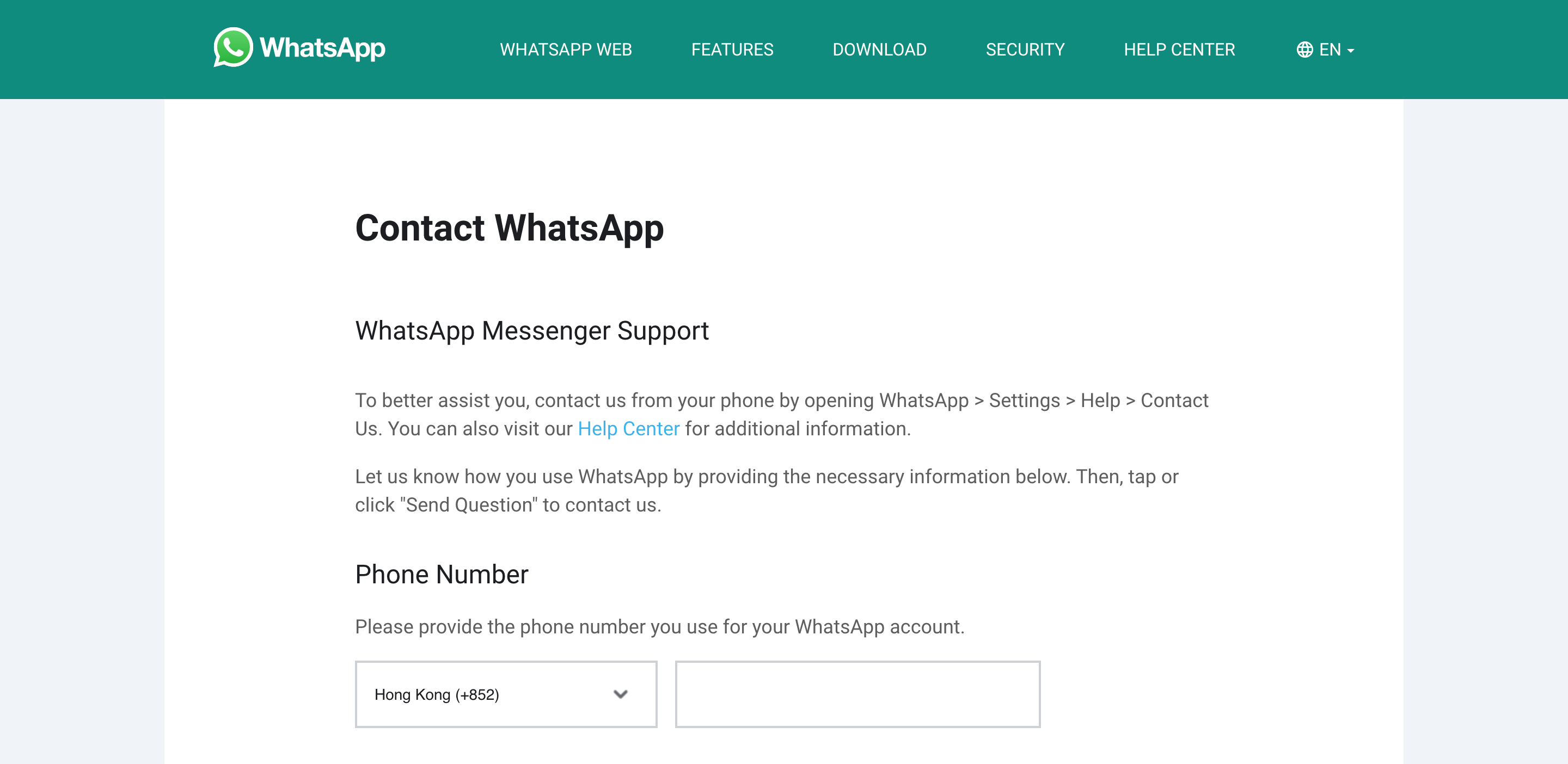 WhatsApp Messenger Support