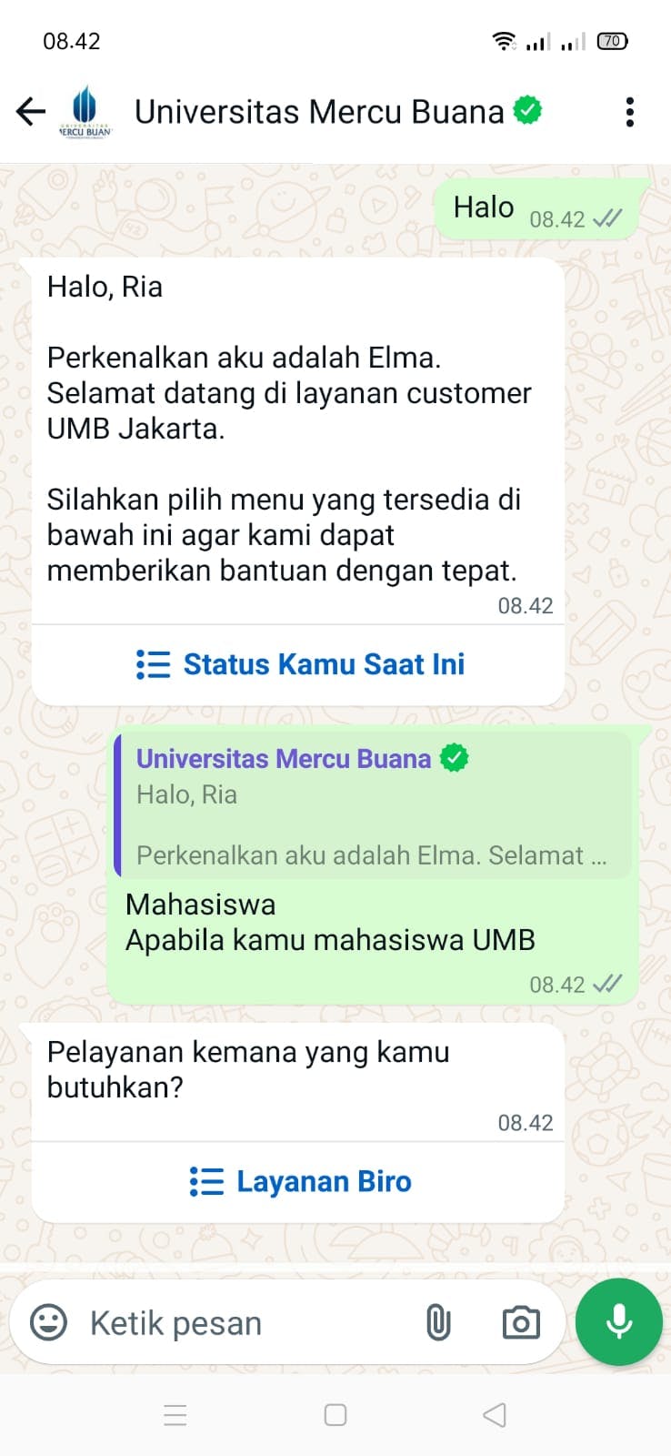 Universitas Mercu Buana Chatbot