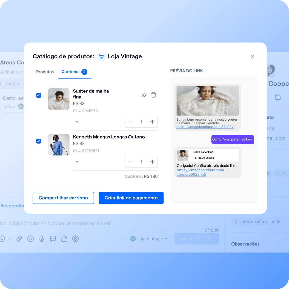 PT BR messenger catalogo e pagamento