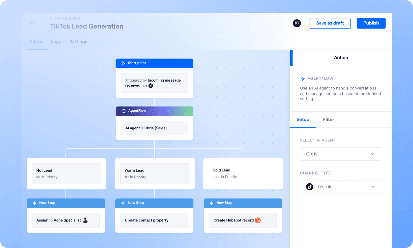 channel page tiktok business messaging manage lead