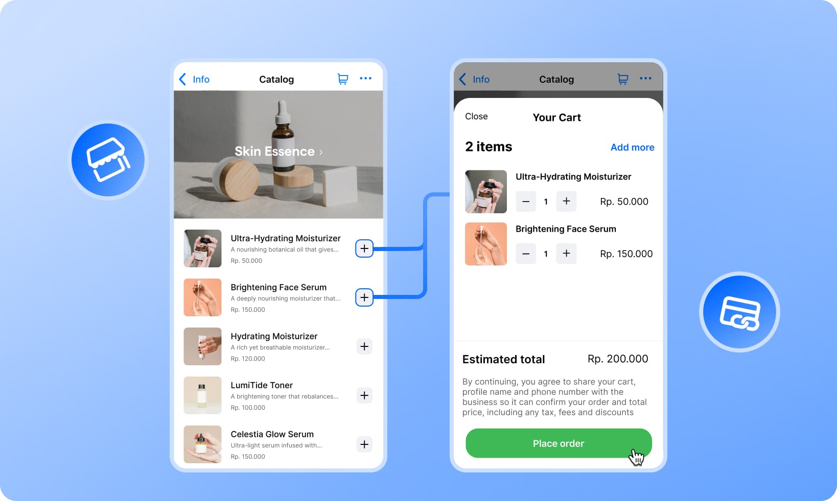 Contoh penjualan langsung di WhatsApp