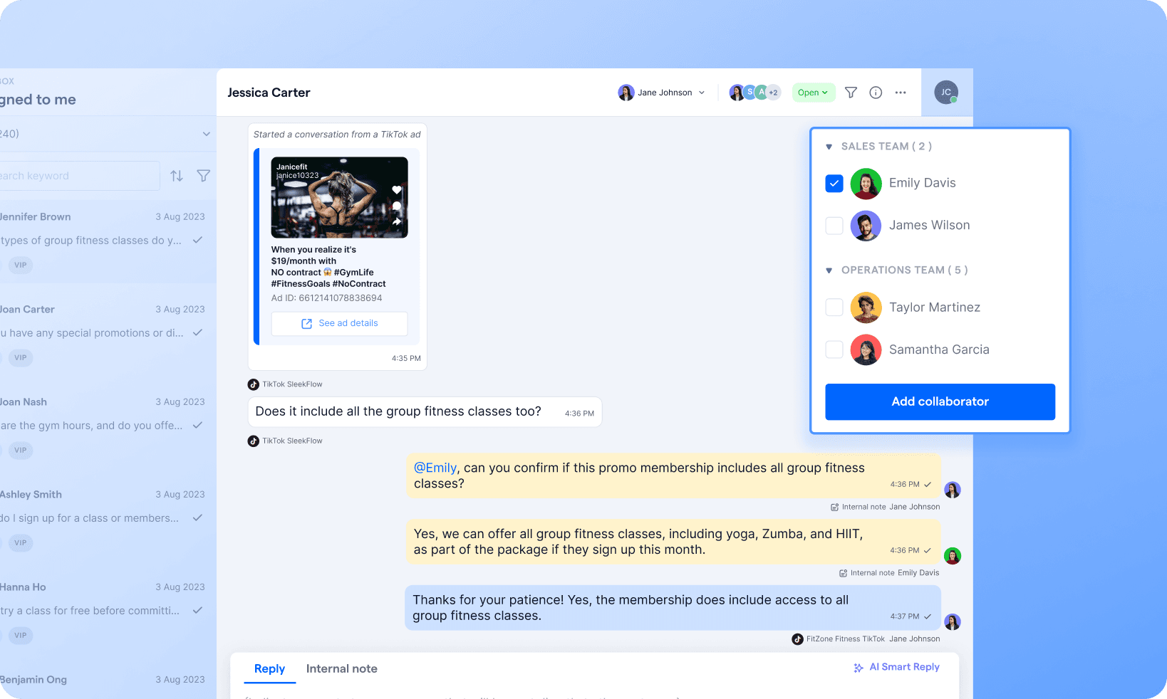 channel page tiktok business messaging team inbox