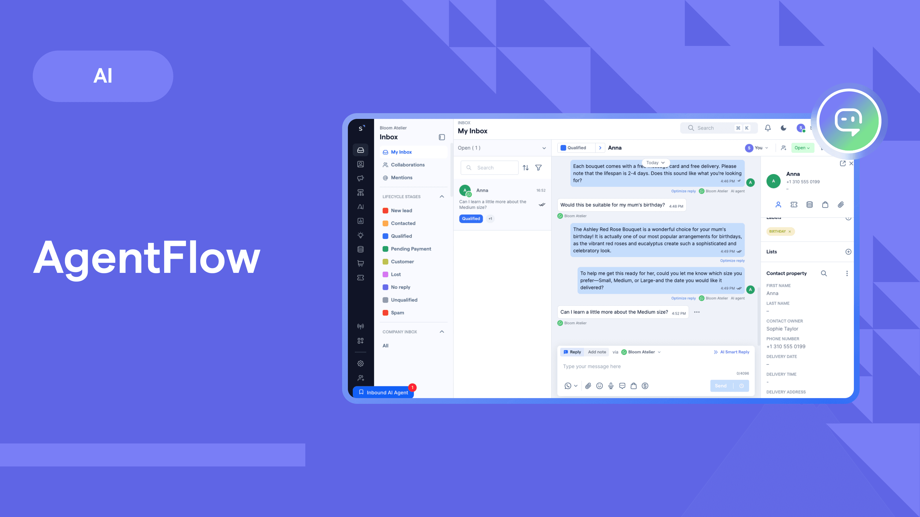 AgentFlow - AI Inbound Agent & Data Analyst Interactive demo