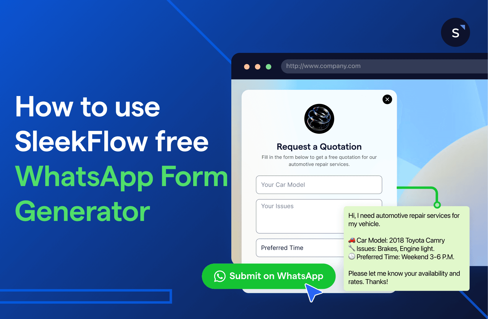 How to use SleekFlow free tool - whatsapp form generator