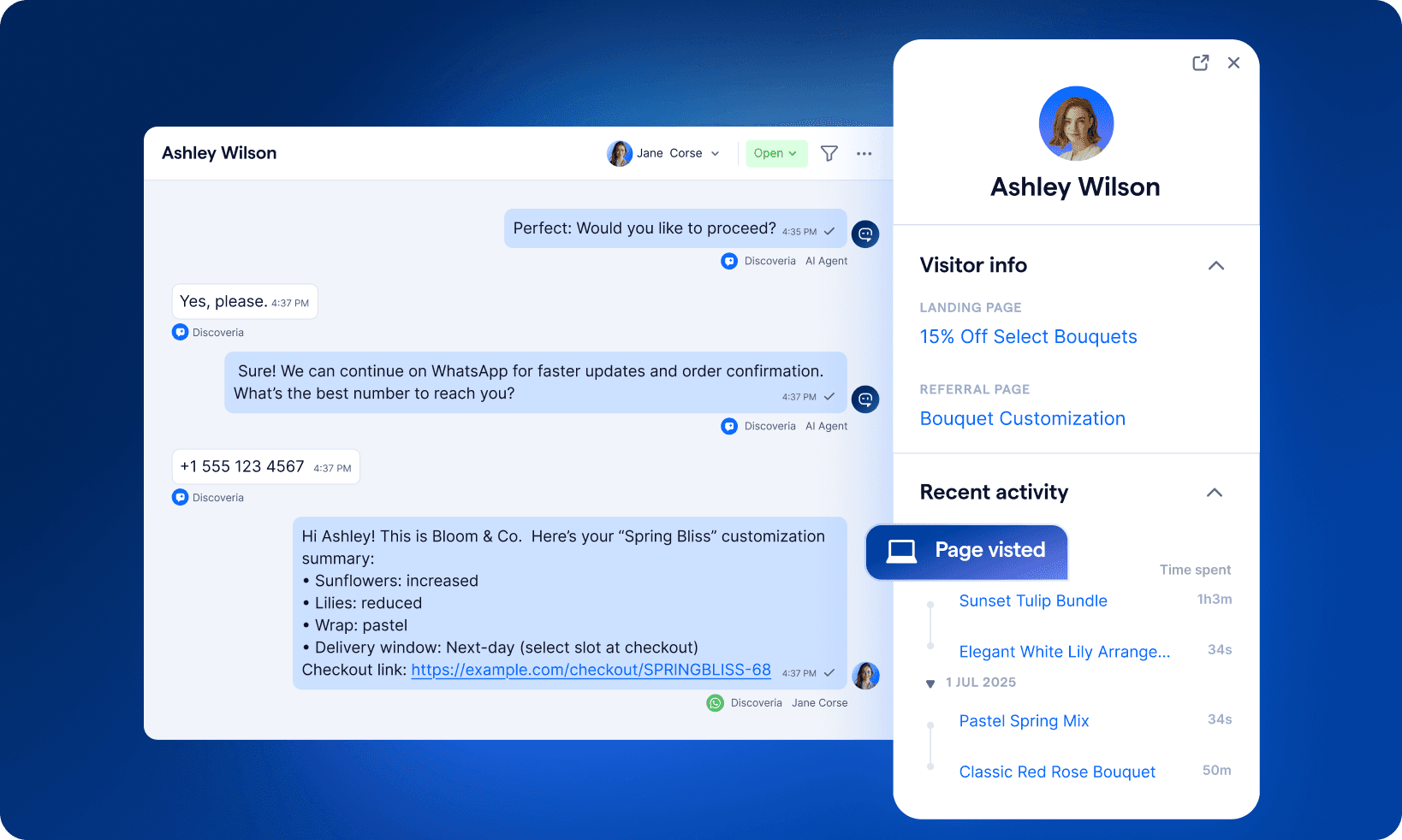 Unify customer identity across your website chat, WhatsApp, and SMS